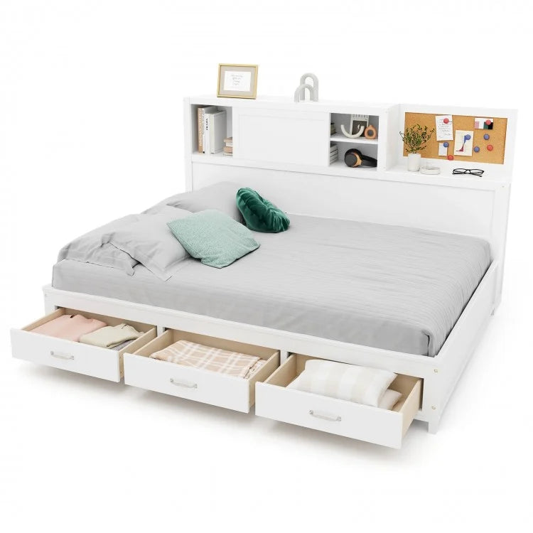 Costway Furniture:White Loveseat Sofa Bed with Storage Drawers