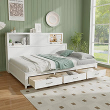 Load image into Gallery viewer, Costway Furniture:White Loveseat Sofa Bed with Storage Drawers
