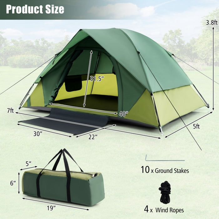 Costway Outdoor Canopy and Tent with Removable Rainfly - Easy to Carry, Suitable for 2-Person Camping and Hiking