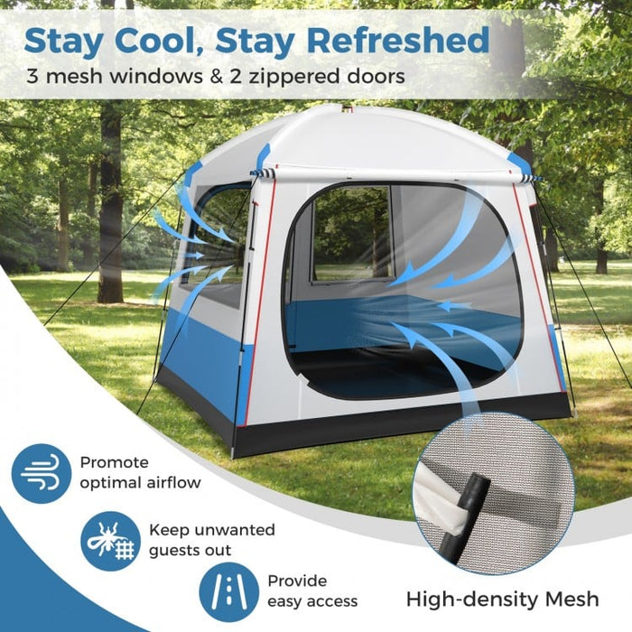 Outdoor Camping Large Tent with Mesh Windows - Portable Bag, Accommodates Up to 5 People