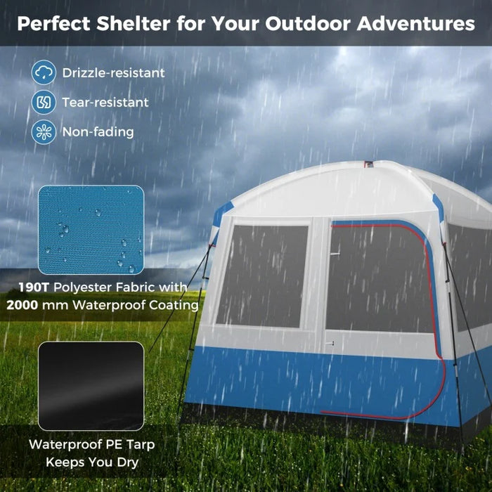 Outdoor Camping Large Tent with Mesh Windows - Portable Bag, Accommodates Up to 5 People