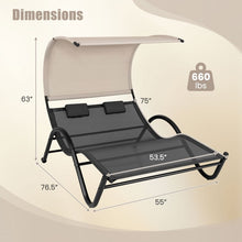 Charger l&#39;image dans la galerie, Costway Outdoor Daybeds with Canopy - Double Lounge Chair and Headrest - Suitable for Patio, Pool, and Backyard
