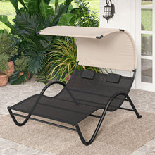 Charger l&#39;image dans la galerie, Costway Outdoor Daybeds with Canopy - Double Lounge Chair and Headrest - Suitable for Patio, Pool, and Backyard
