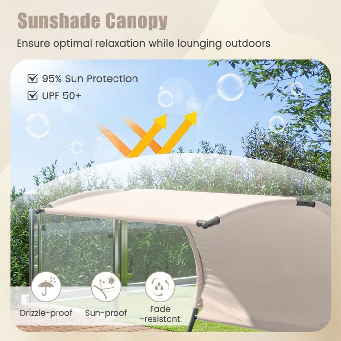 Costway Outdoor Daybeds with Canopy - Double Lounge Chair and Headrest - Suitable for Patio, Pool, and Backyard