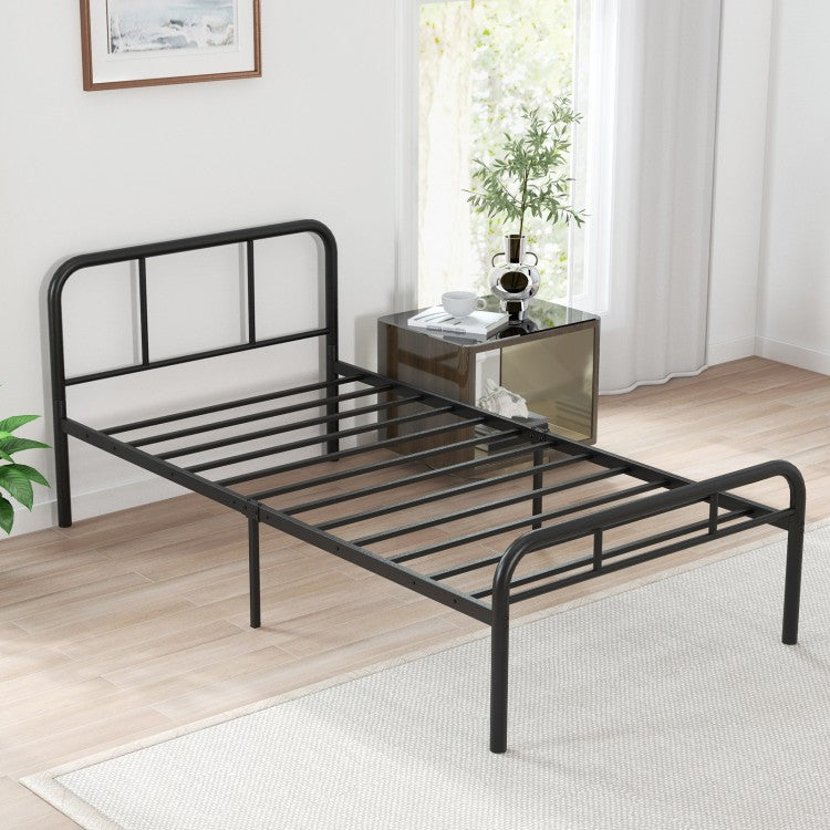 Modern Minimalist Metal Platform Bed Frame with Storage Space