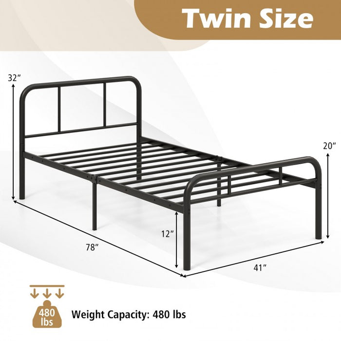 Modern Minimalist Metal Platform Bed Frame with Storage Space