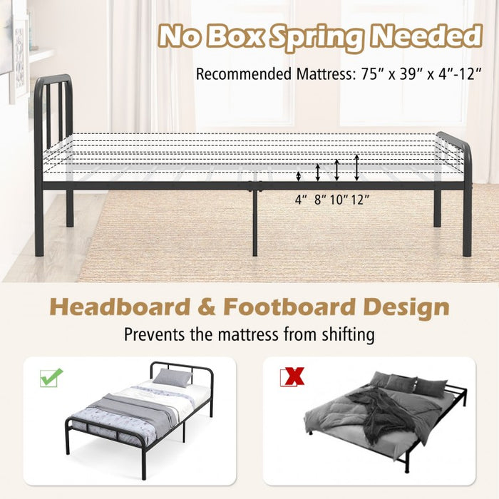 Modern Minimalist Metal Platform Bed Frame with Storage Space