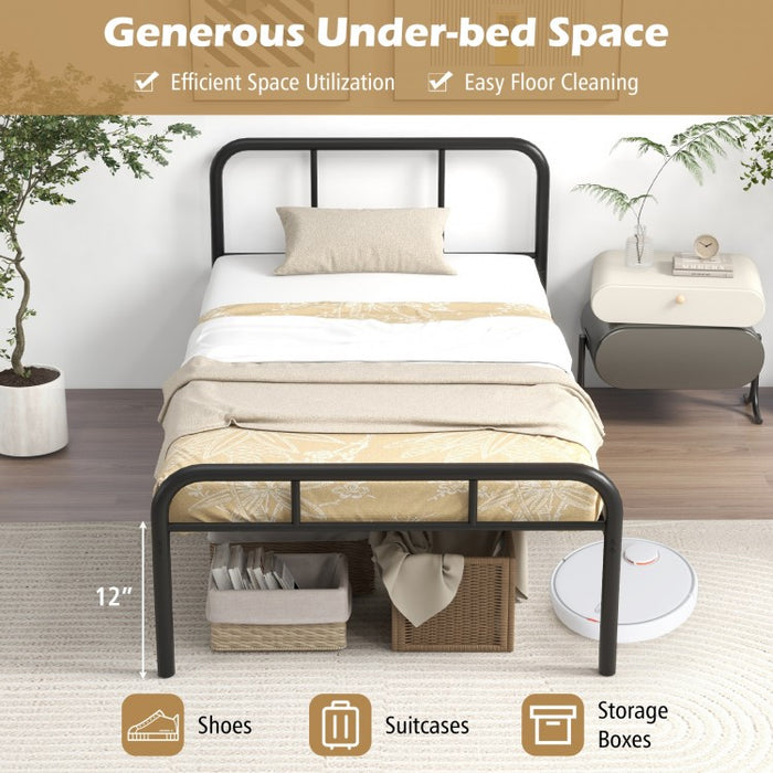 Modern Minimalist Metal Platform Bed Frame with Storage Space