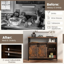 Load image into Gallery viewer, Costway Antique Bar Cabinet Dining Storage Unit with Sliding Doors and Adjustable Shelves - Suitable for Restaurant
