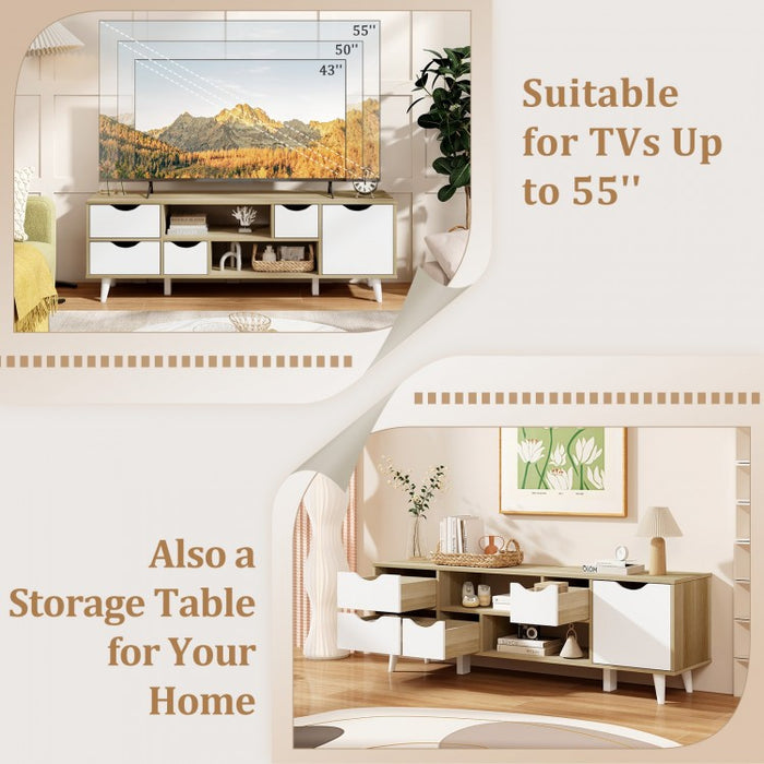 Multi-Drawer TV Stand with Storage for 55-inch TV