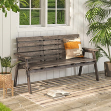 Load image into Gallery viewer, Outdoor Garden Foldable Central Table with 2-Seater Wooden Bench Chairs
