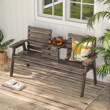 Load image into Gallery viewer, Outdoor Garden Foldable Central Table with 2-Seater Wooden Bench Chairs
