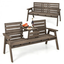 Load image into Gallery viewer, Outdoor Garden Foldable Central Table with 2-Seater Wooden Bench Chairs
