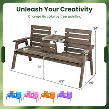 Load image into Gallery viewer, Outdoor Garden Foldable Central Table with 2-Seater Wooden Bench Chairs
