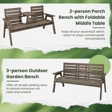 Load image into Gallery viewer, Outdoor Garden Foldable Central Table with 2-Seater Wooden Bench Chairs
