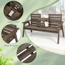 Load image into Gallery viewer, Outdoor Garden Foldable Central Table with 2-Seater Wooden Bench Chairs
