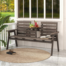 Load image into Gallery viewer, Outdoor Garden Foldable Central Table with 2-Seater Wooden Bench Chairs
