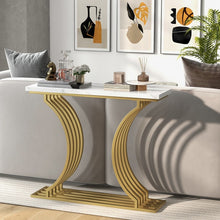 Charger l&#39;image dans la galerie, Costway Modern Gold Entryway Table Console with Faux Marble Top - Suitable for Living Room and Entryway
