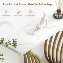 Charger l&#39;image dans la galerie, Costway Modern Gold Entryway Table Console with Faux Marble Top - Suitable for Living Room and Entryway
