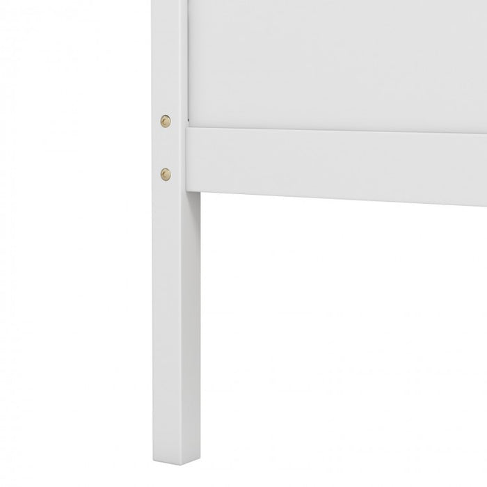 White Loveseat Sofa Bed with Drawers and Roof-Style Frame
