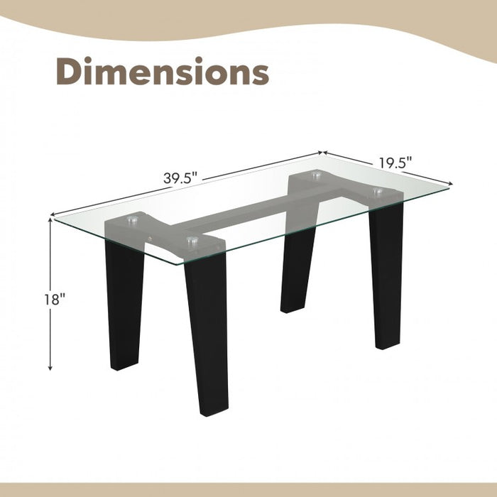 Modern Glass Coffee Table - Rectangular Table for Living Room and Office