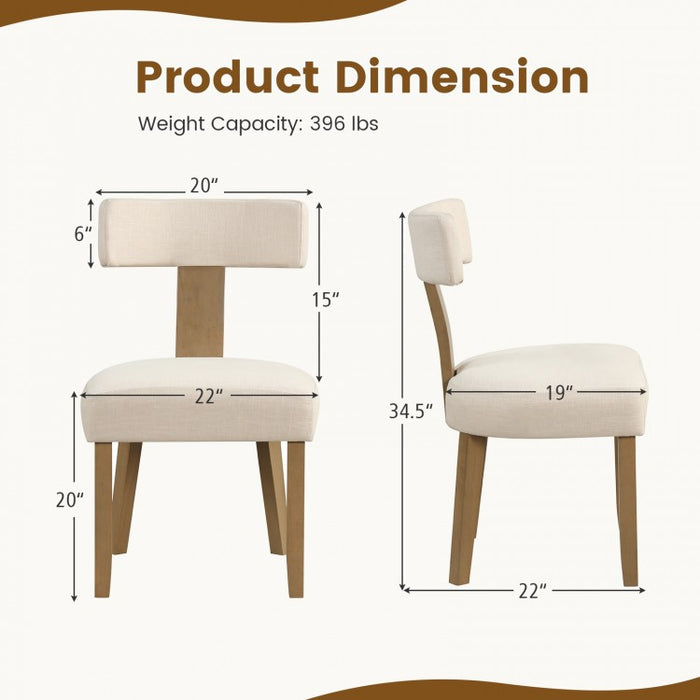 Modern Minimalist Dining Chair 2-Piece Set with Curved Backrest - Suitable for Restaurant and Cafe
