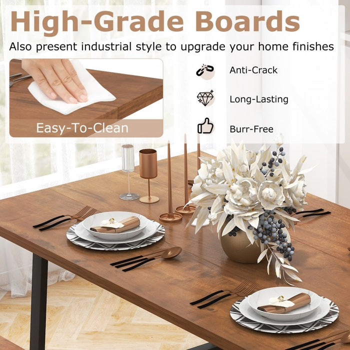Industrial Style Dining Room Table Set - 3-Piece Set with 2 Benches - Suitable for Kitchen and Restaurant