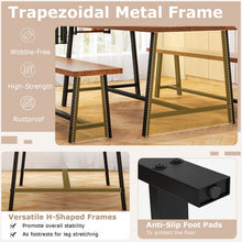 Charger l&#39;image dans la galerie, Industrial Style Dining Room Table Set - 3-Piece Set with 2 Benches - Suitable for Kitchen and Restaurant
