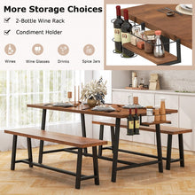 Charger l&#39;image dans la galerie, Industrial Style Dining Room Table Set - 3-Piece Set with 2 Benches - Suitable for Kitchen and Restaurant
