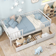 Charger l&#39;image dans la galerie, Costway Furniture:White Sofa Bed with Drawers and Safety Guard Rails
