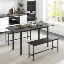 Charger l&#39;image dans la galerie, Modern Dining Table Set for 6 with Extendable Table for 4-6 People and 2 Benches - Suitable for Restaurant
