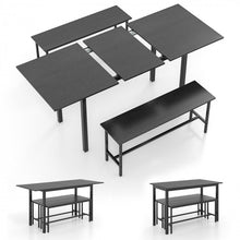 Charger l&#39;image dans la galerie, Modern Dining Table Set for 6 with Extendable Table for 4-6 People and 2 Benches - Suitable for Restaurant
