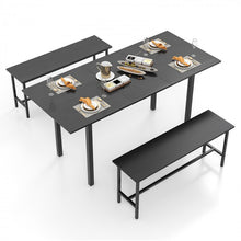 Charger l&#39;image dans la galerie, Modern Dining Table Set for 6 with Extendable Table for 4-6 People and 2 Benches - Suitable for Restaurant
