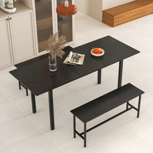 Charger l&#39;image dans la galerie, Modern Dining Table Set for 6 with Extendable Table for 4-6 People and 2 Benches - Suitable for Restaurant
