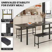 Charger l&#39;image dans la galerie, Modern Dining Table Set for 6 with Extendable Table for 4-6 People and 2 Benches - Suitable for Restaurant
