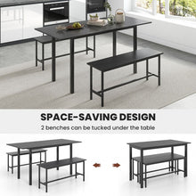 Charger l&#39;image dans la galerie, Modern Dining Table Set for 6 with Extendable Table for 4-6 People and 2 Benches - Suitable for Restaurant
