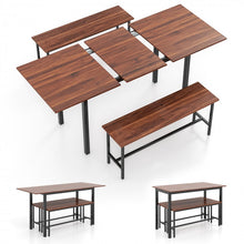 Charger l&#39;image dans la galerie, Modern Dining Table Set for 6 with Extendable Table for 4-6 People and 2 Benches - Suitable for Restaurant
