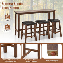 Load image into Gallery viewer, Farmhouse Dining Room Sets - 4-Piece Set with Built-in 3 Bar Stools with Cushions - Suitable for Restaurant and Small Tavern
