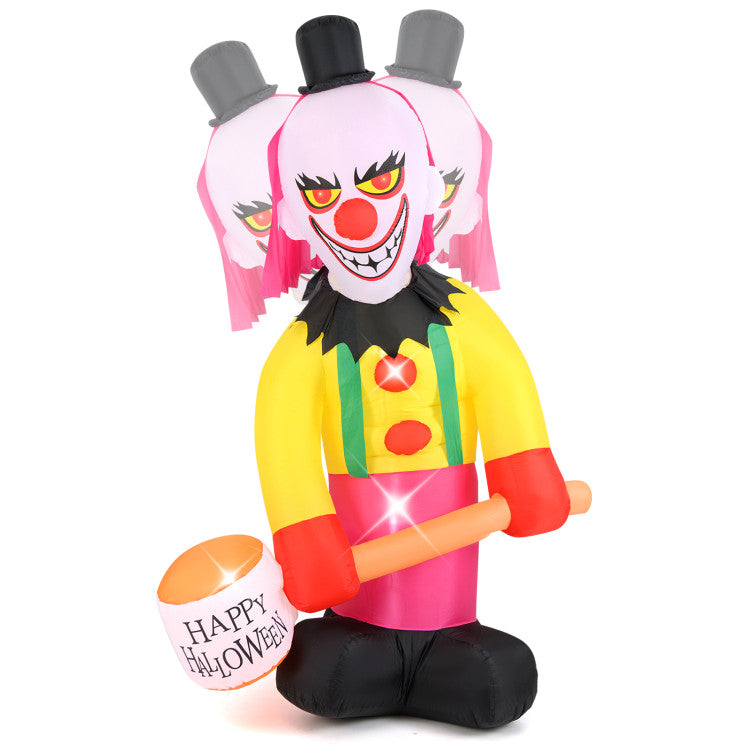 Halloween Inflatable Spinning Clown with Hammer and Automatic Head Movement - Suitable for Halloween Party Decorations
