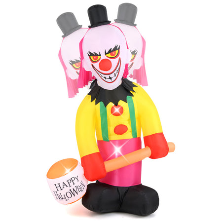 Halloween Inflatable Spinning Clown with Hammer and Automatic Head Movement - Suitable for Halloween Party Decorations