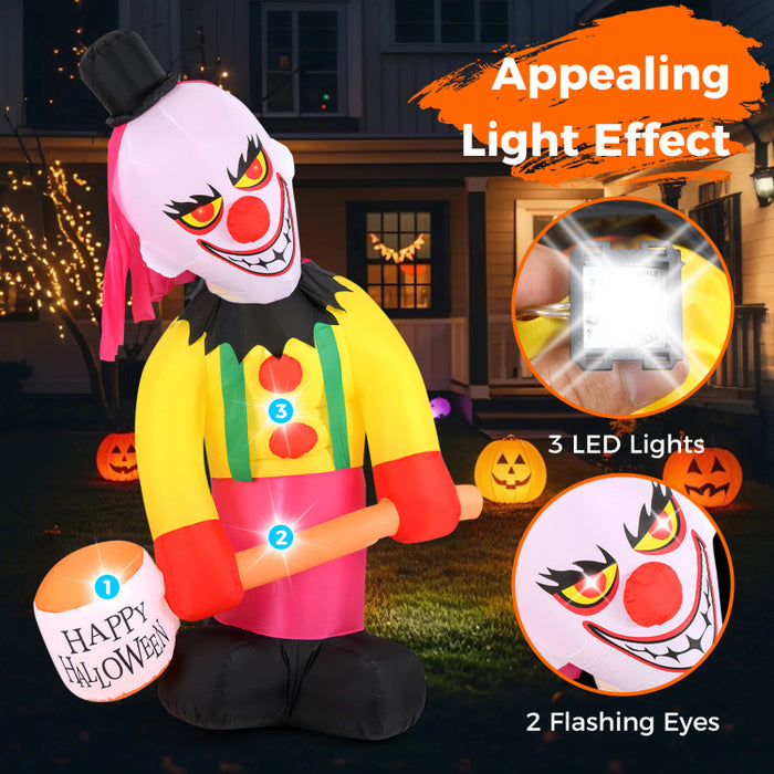 Halloween Inflatable Spinning Clown with Hammer and Automatic Head Movement - Suitable for Halloween Party Decorations
