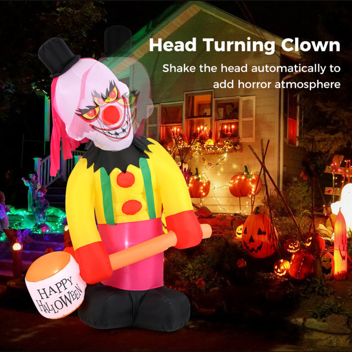 Halloween Inflatable Spinning Clown with Hammer and Automatic Head Movement - Suitable for Halloween Party Decorations