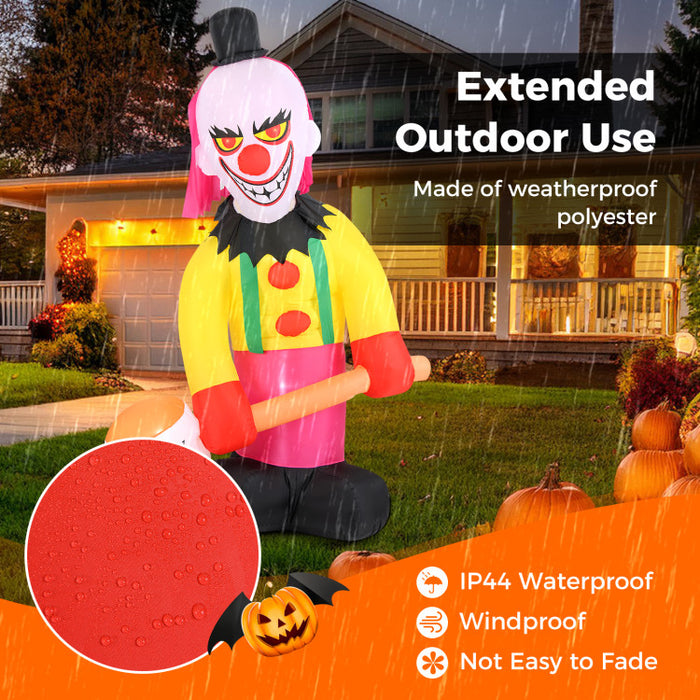 Halloween Inflatable Spinning Clown with Hammer and Automatic Head Movement - Suitable for Halloween Party Decorations