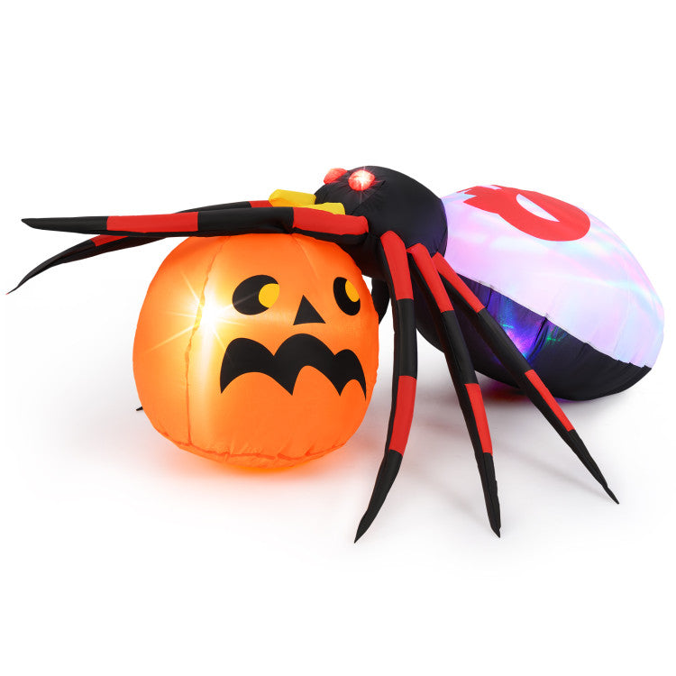 Halloween Inflatable Spider with Pumpkin and Built-in Blower - Suitable for Halloween Decorations, Activities, and Parties