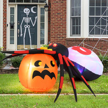Load image into Gallery viewer, Halloween Inflatable Spider with Pumpkin and Built-in Blower - Suitable for Halloween Decorations, Activities, and Parties
