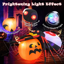Load image into Gallery viewer, Halloween Inflatable Spider with Pumpkin and Built-in Blower - Suitable for Halloween Decorations, Activities, and Parties
