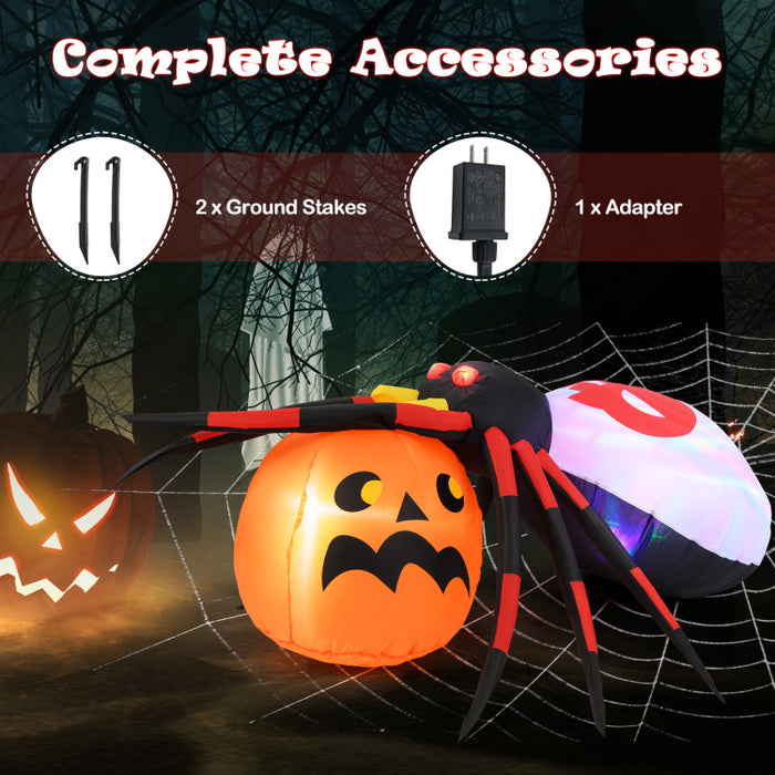 Halloween Inflatable Spider with Pumpkin and Built-in Blower - Suitable for Halloween Decorations, Activities, and Parties