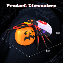 Load image into Gallery viewer, Halloween Inflatable Spider with Pumpkin and Built-in Blower - Suitable for Halloween Decorations, Activities, and Parties

