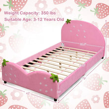 Load image into Gallery viewer, Strawberry Pattern Velvet Children&#39;s Bed in Pink
