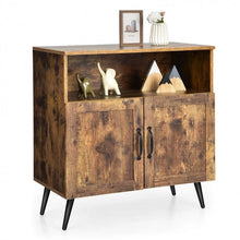Load image into Gallery viewer, Costway Mid Century Bar Cabinet Storage Unit with Glass Holder - Suitable for Restaurant and Kitchen
